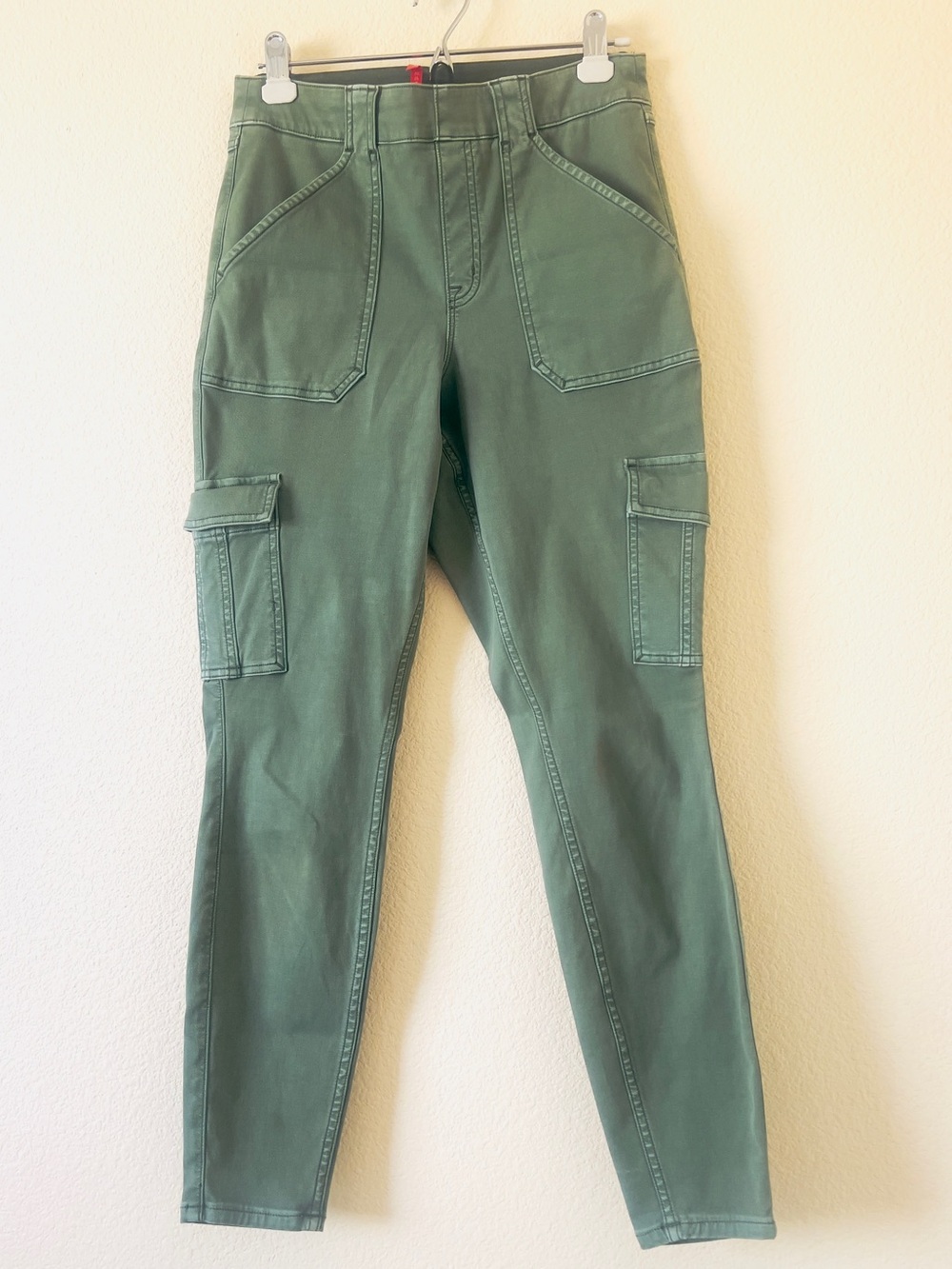 SPANX High-Rise Olive Green Utility Cargo Jeans Size L/G